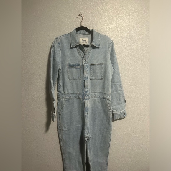 NEW free people Lee Vintage Modern Union Alls Coveralls Jumpsuit Light Wash - Picture 5 of 13